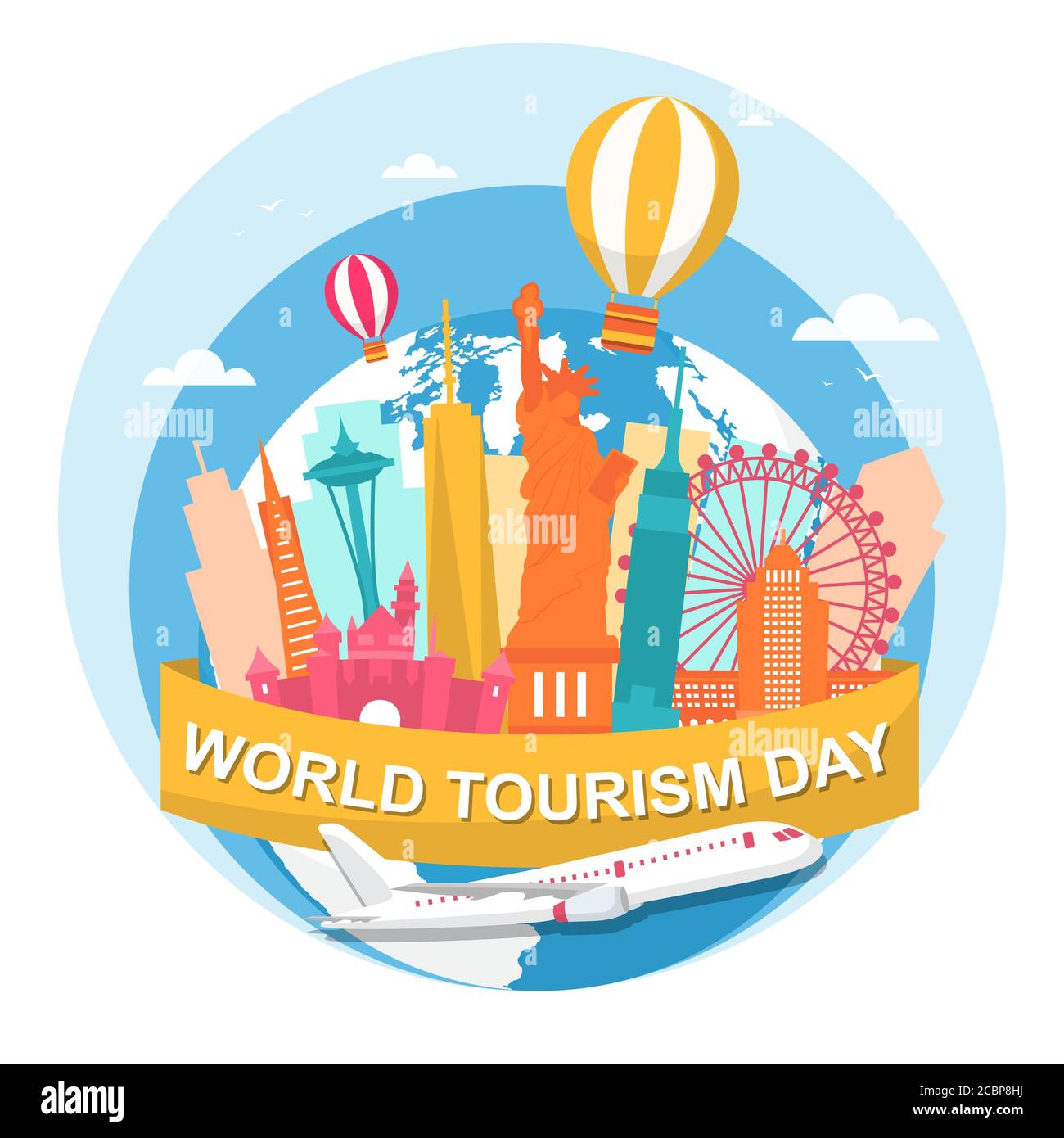 États-Unis Amérique City Travel World Tourism Day Illustration de Vecteur