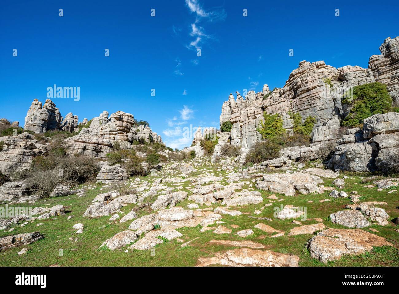 Formations rocheuses de calcaire, El Torcal, réserve naturelle de Torcal de Antequera, Province de Malaga, Andalousie, Espagne Banque D'Images