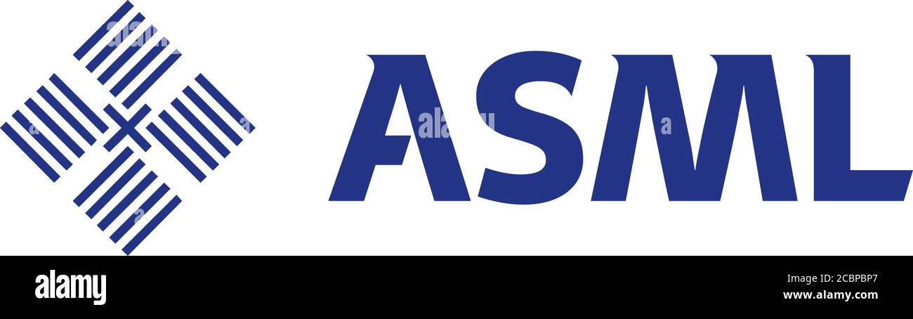 Logo ASML, industrie des semi-conducteurs, NASDAQ 100, fond blanc Banque D'Images