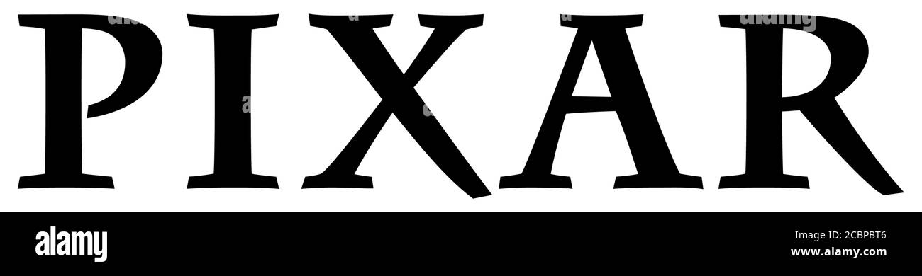 Logo Pixar, Pixar animation Studios, production de films, animation par ordinateur, fond blanc Banque D'Images