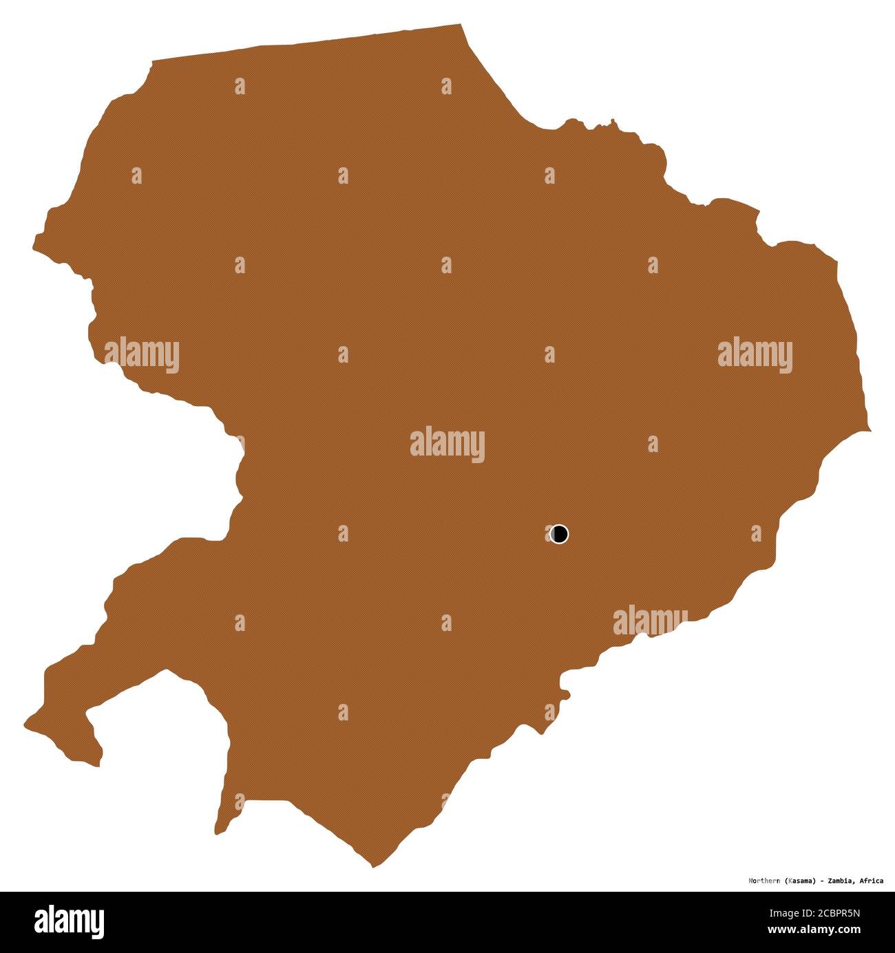 Forme du Nord, province de Zambie, avec sa capitale isolée sur fond blanc. Composition des textures répétées. Rendu 3D Banque D'Images