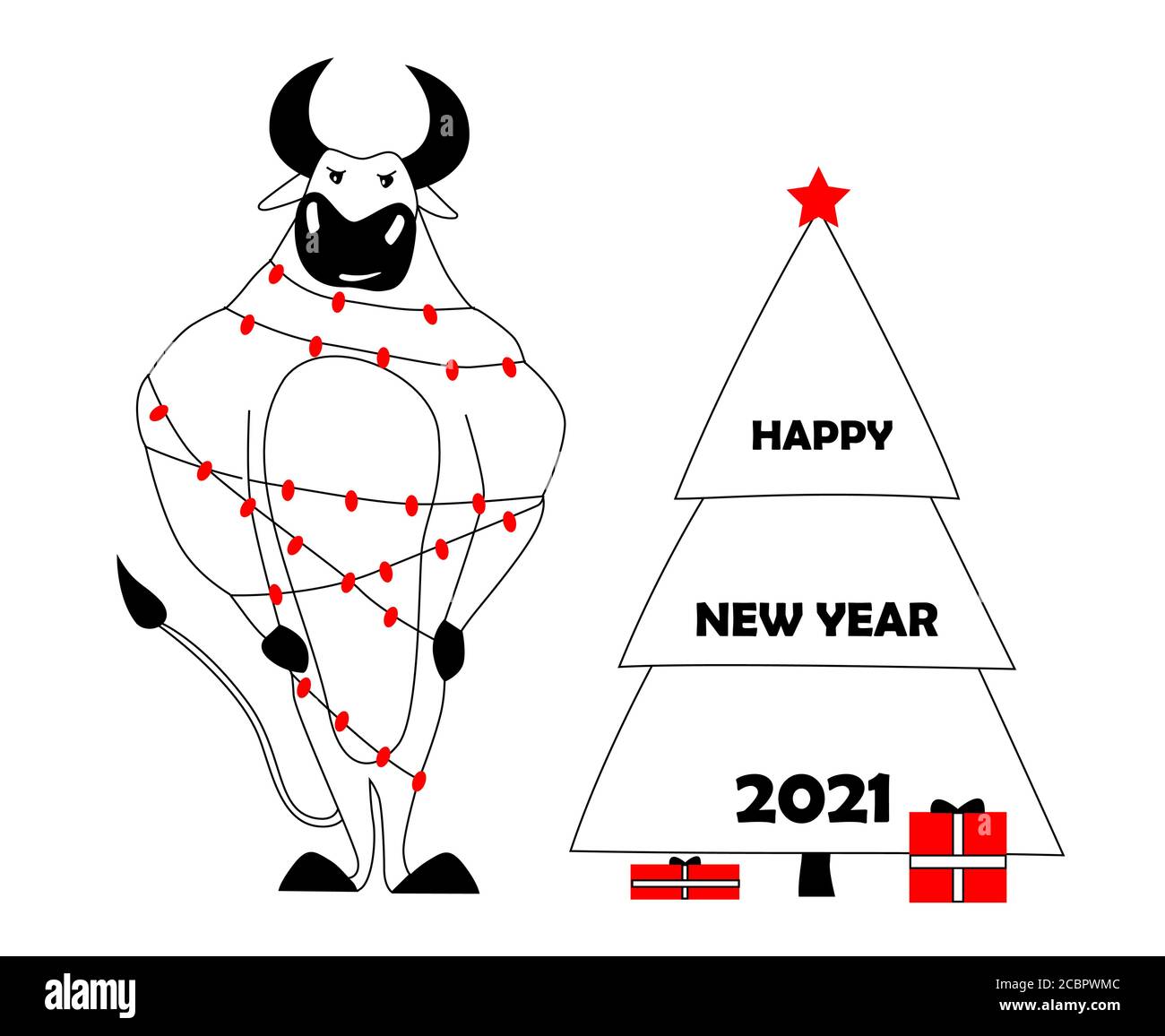 Zodiac chinois. Signe astrologique animal chinois. Vache. Symbole de 2021 Illustration de Vecteur