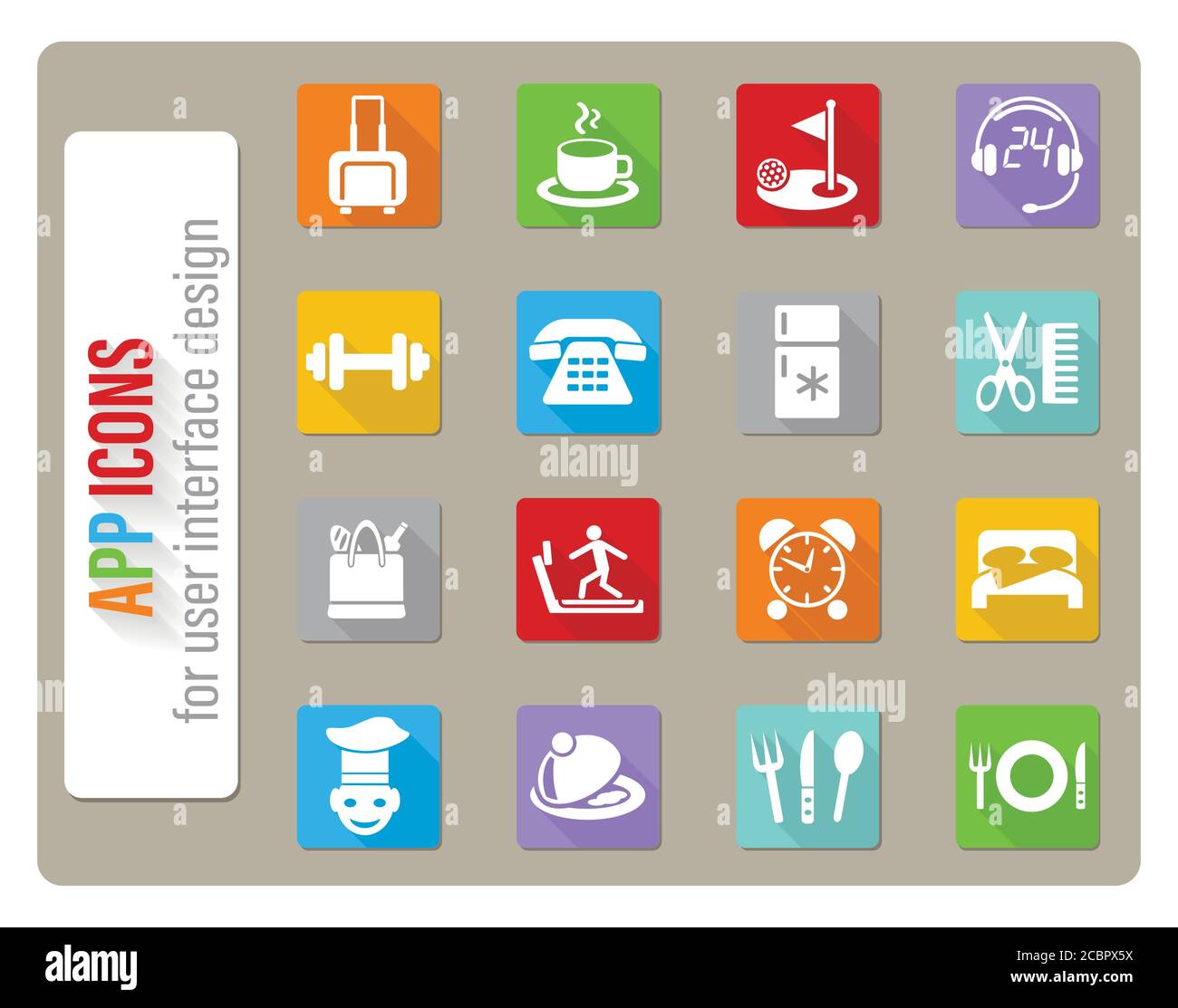 Service de l'hôtel icon set Illustration de Vecteur