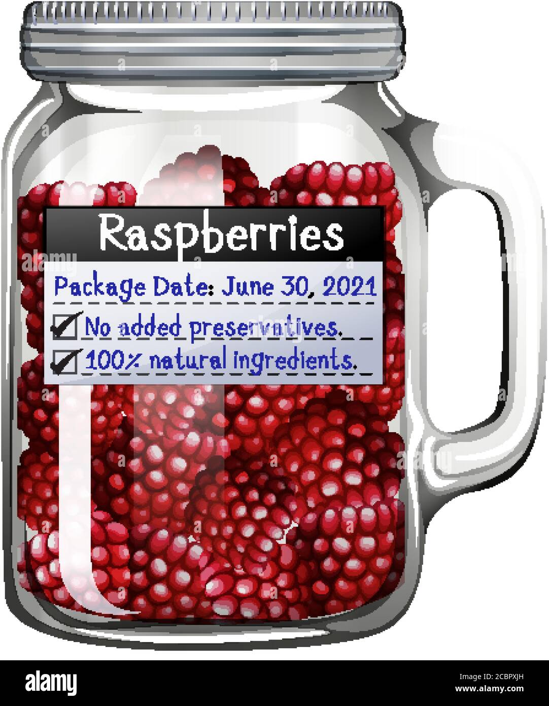 Illustration des framboises dans un pot en verre Illustration de Vecteur