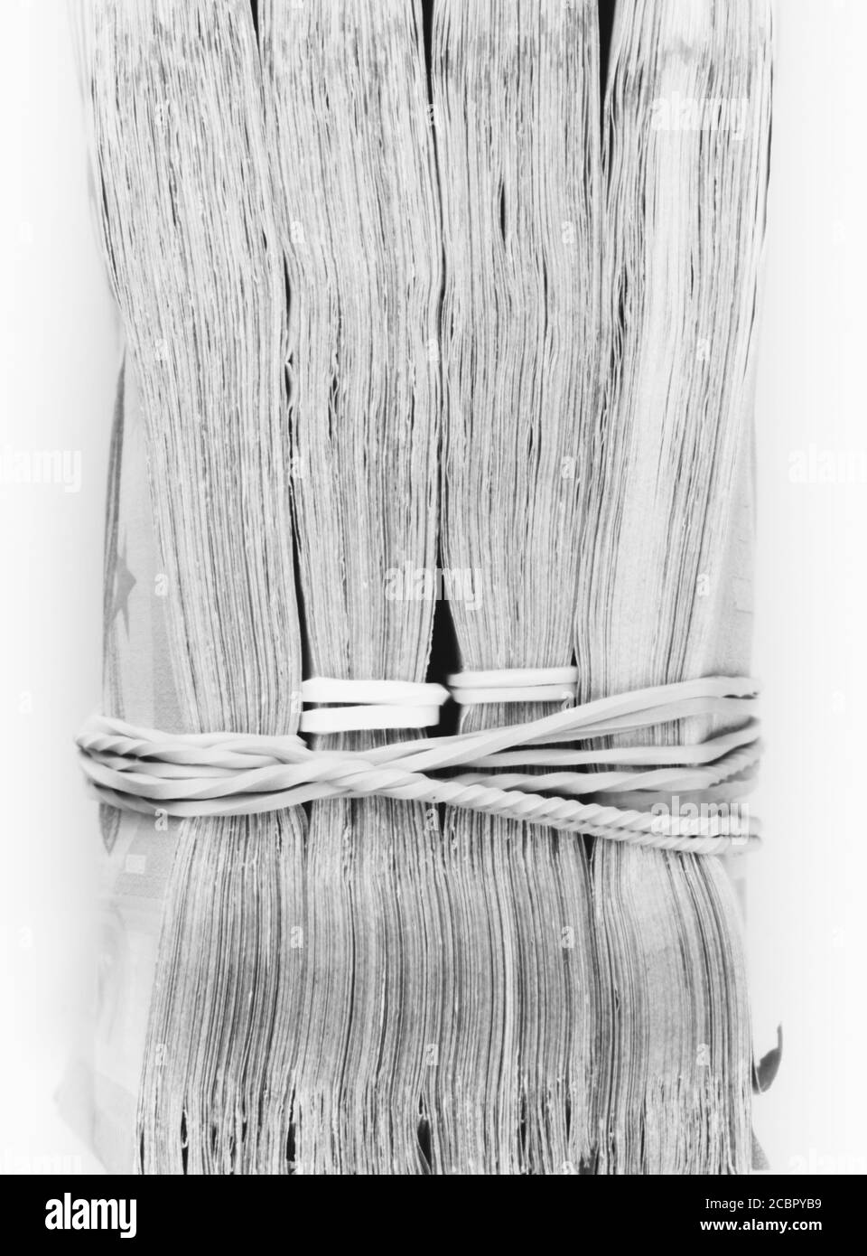 Pile de billets en euros, paquets de grosses wad d'argent, monochrome Banque D'Images