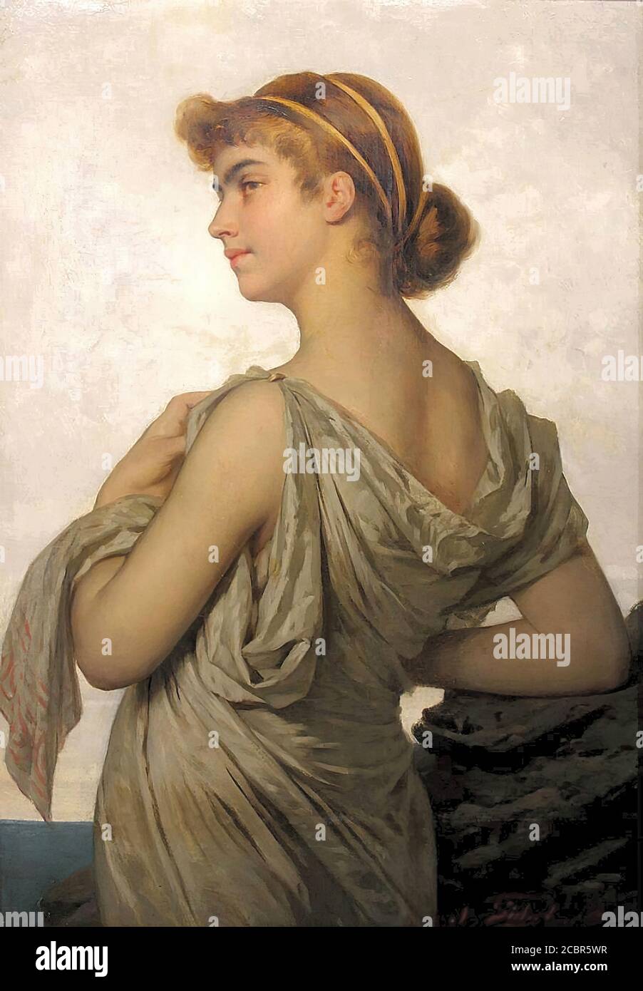 Sichel Nathaniel - Portrait d'une jeune dame en grec Robe classique - École allemande - 19e siècle Banque D'Images