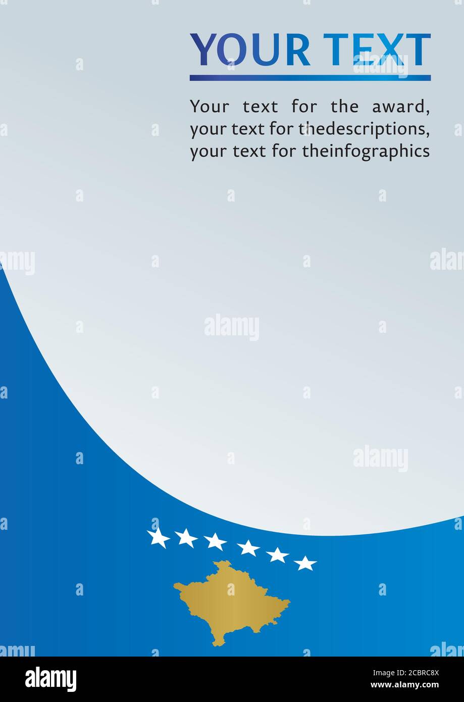 Drapeau du Kosovo, modèle de la sentence, document officiel avec le