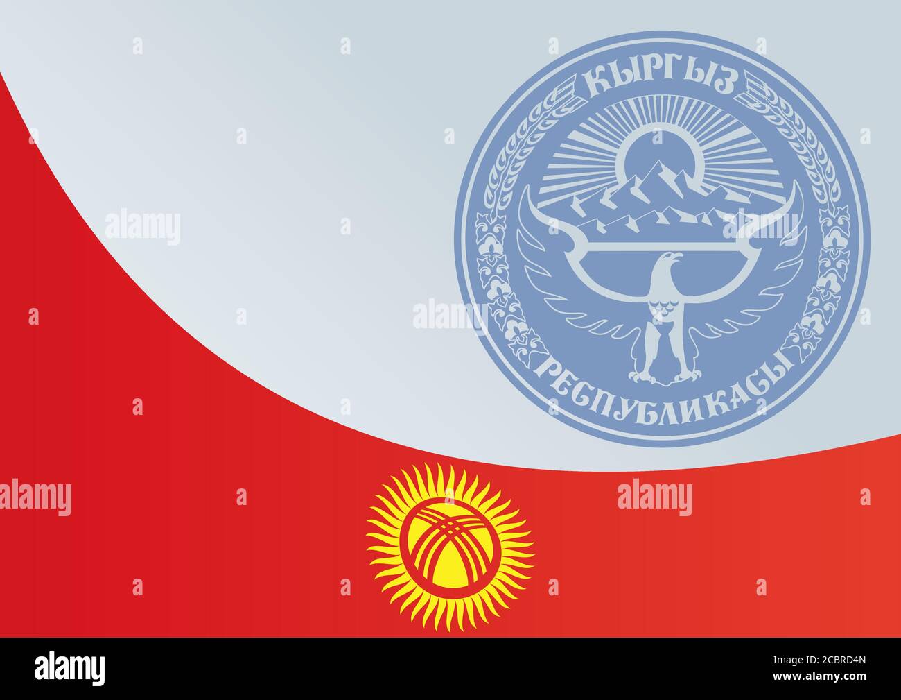Drapeau du Kirghizistan, modèle de la sentence, document officiel avec