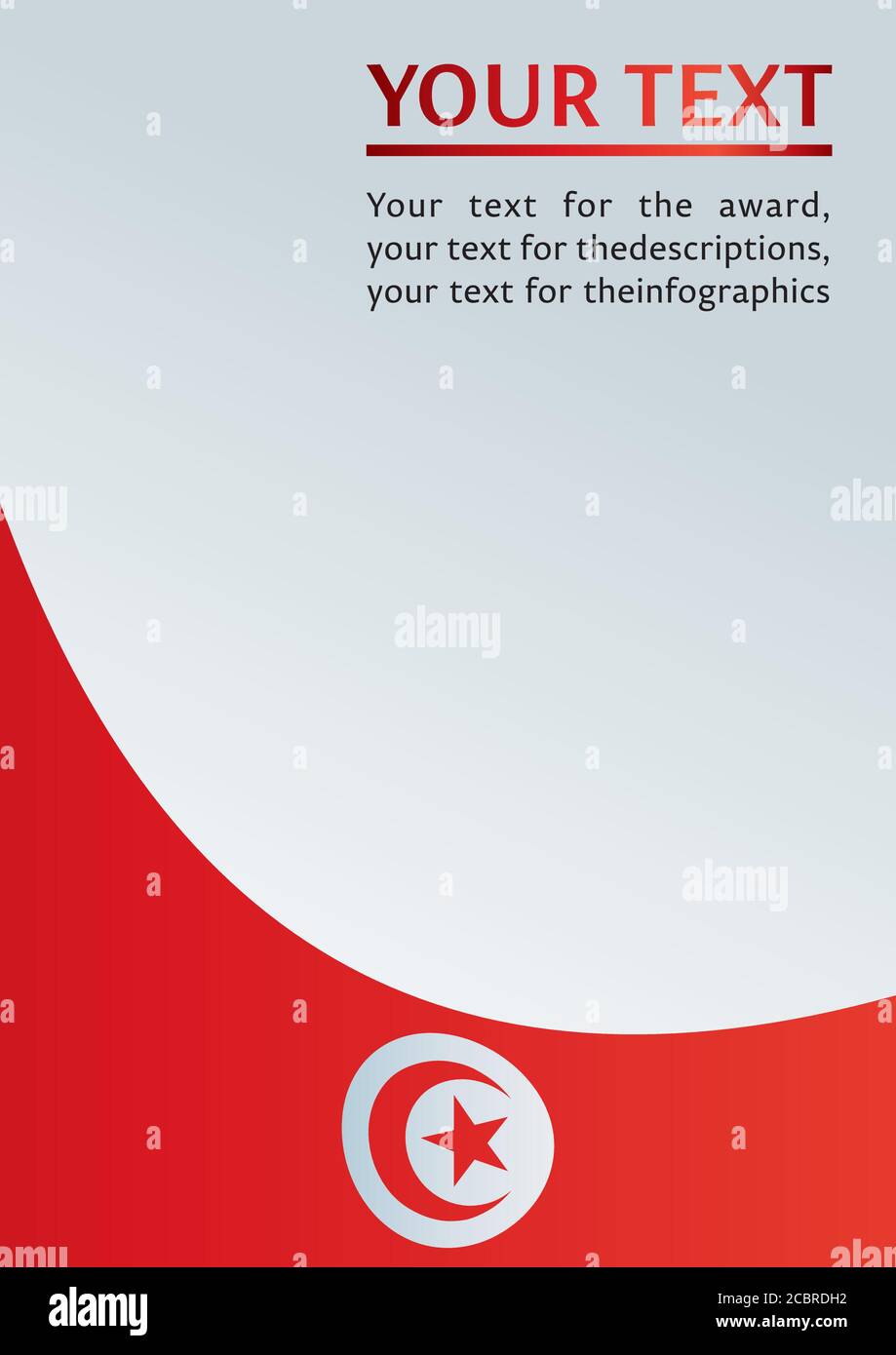 Drapeau de la Tunisie, modèle de la bourse, document officiel avec le drapeau de la République tunisienne Illustration de Vecteur