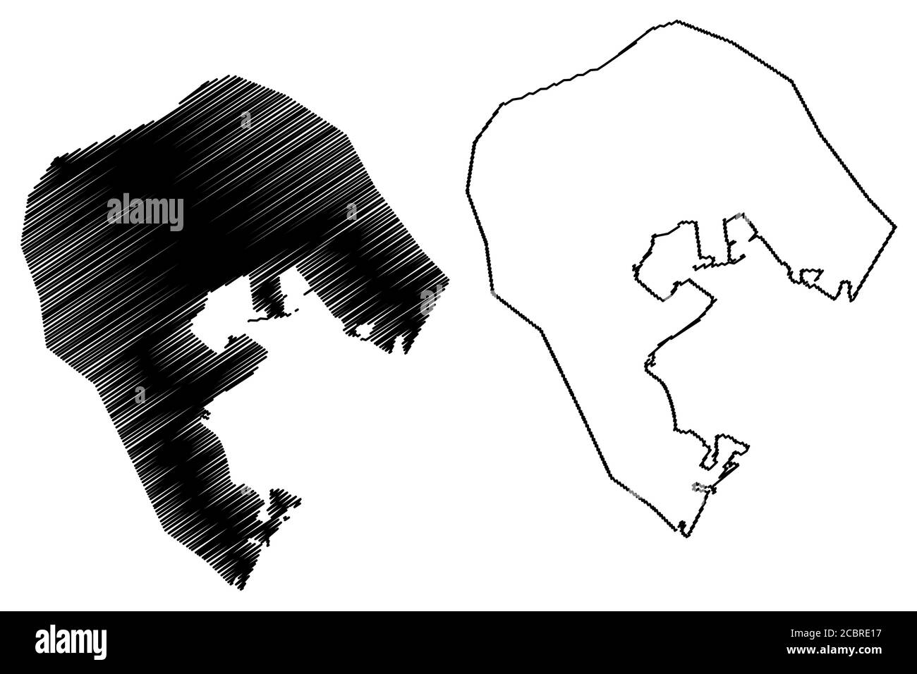 Road Town City (Royaume-Uni, Iles Vierges britanniques, île de Tortola) carte illustration vectorielle, croquis à griffonnage carte de la ville routière Illustration de Vecteur