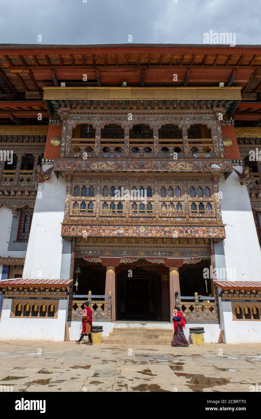 Bhoutan, quartier de Wangdue Phodrang, Monastère de Gangtey alias Gangtey Goenpa ou Monastère de Gangtey. Un important monastère de la Nyingmapa. Banque D'Images