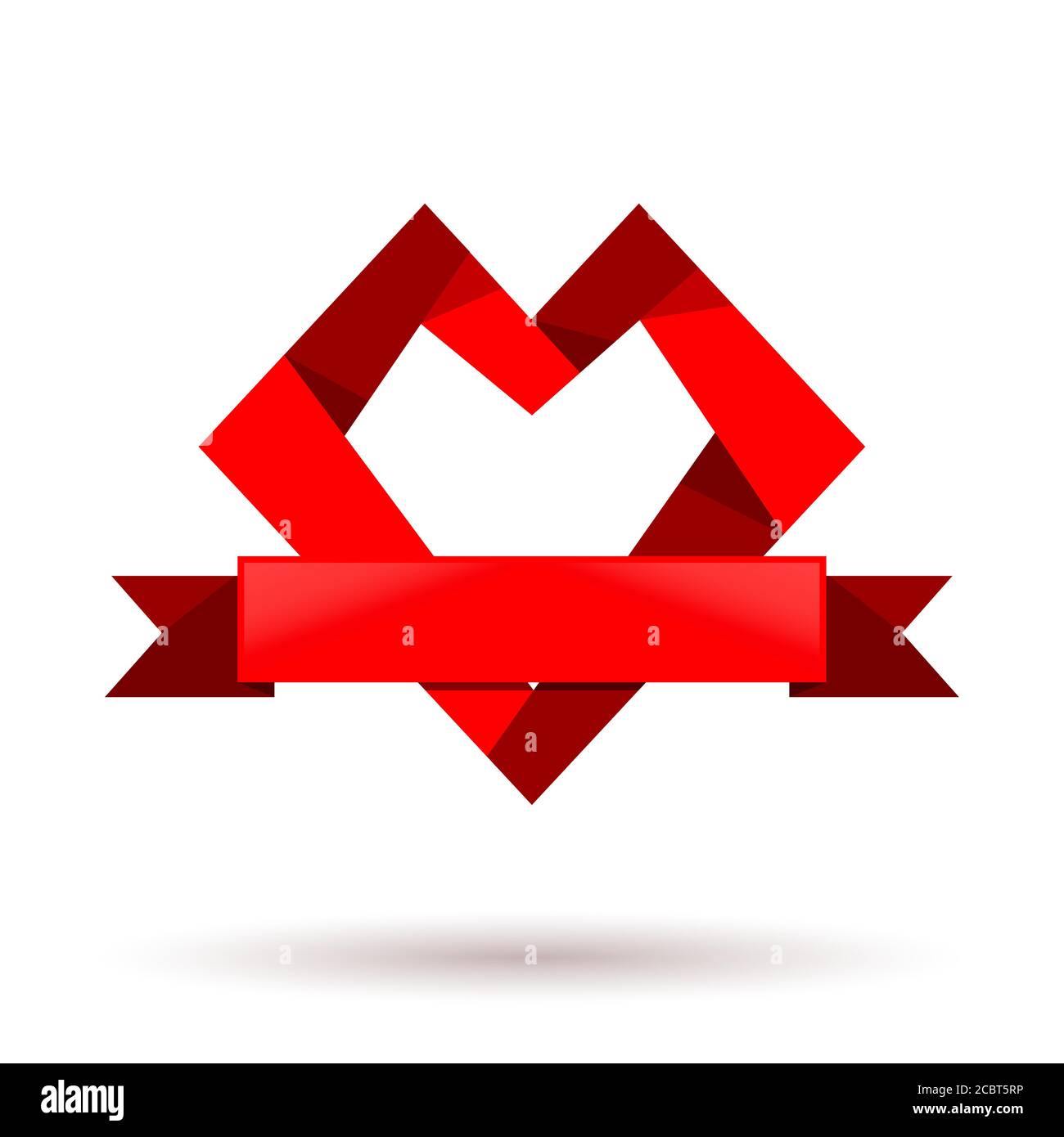 Coeur en papier avec ruban. Origami en forme de cœur Image Vectorielle  Stock - Alamy