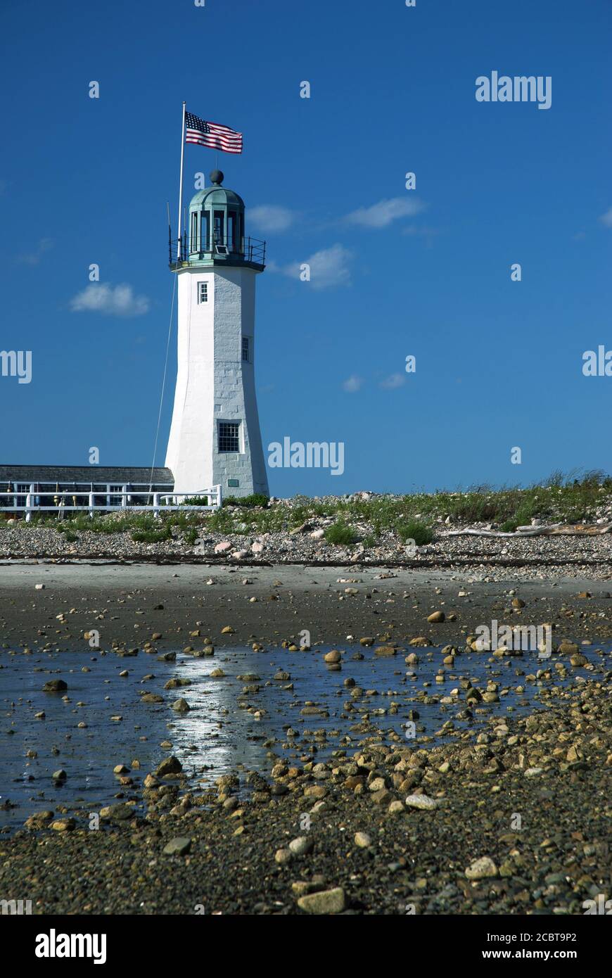 La tour du phare de Scituate Harbour est de la construction originale construite au début des années 1800. C'est une célèbre attraction touristique dans le Massachusetts. Banque D'Images