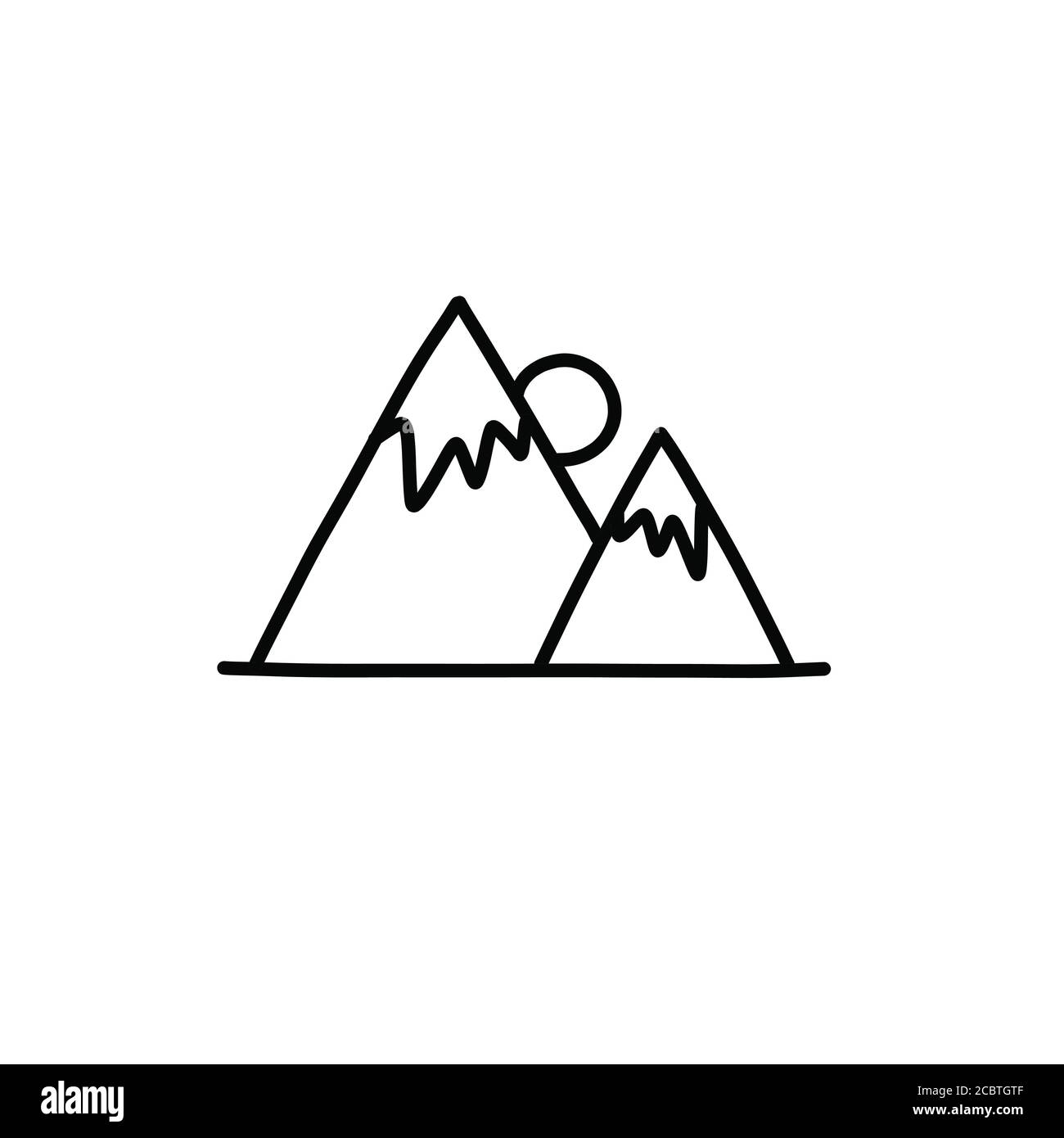 icône mountains doodle, illustration de couleur vectorielle Illustration de Vecteur