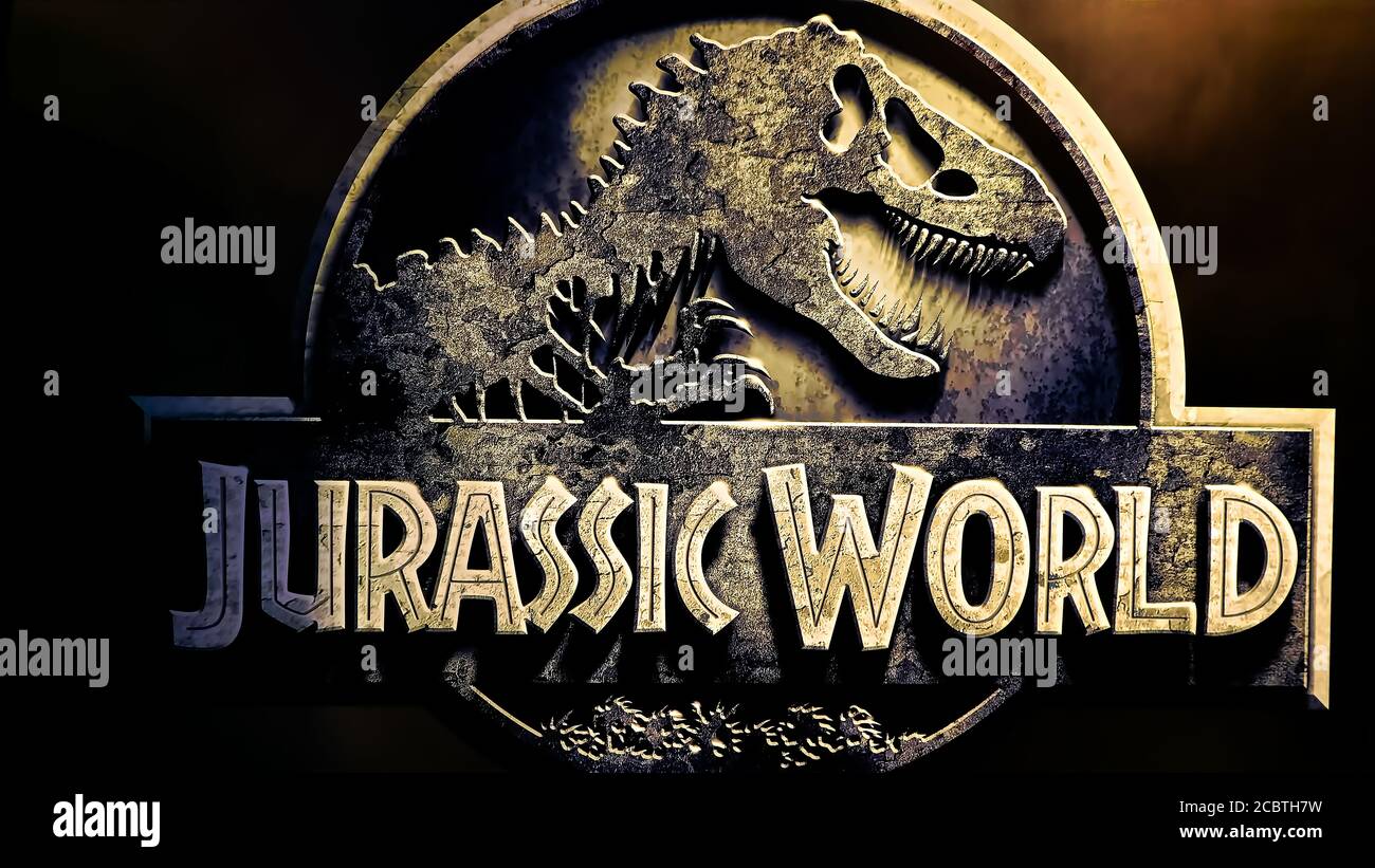 Jurassic Park LE PANNEAU DE TRAJET dans Jurassic Park Section Universal Studios Japan. Banque D'Images