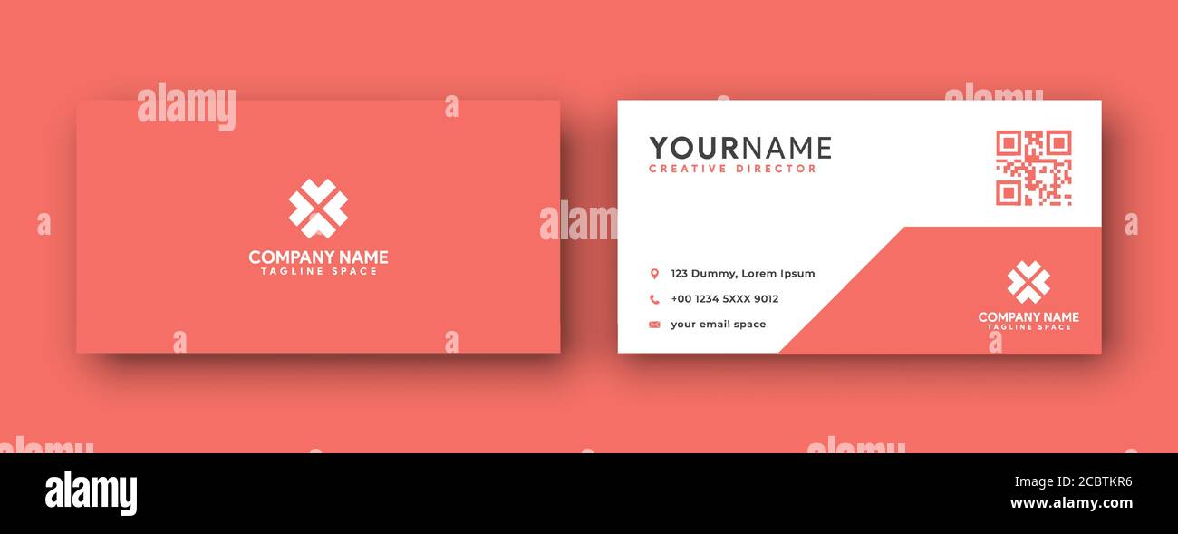 carte de visite . style propre et moderne avec couleur corail . ou orange . Illustration de Vecteur