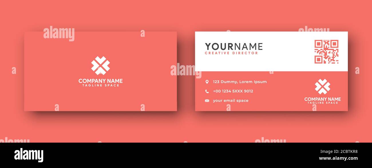 carte de visite . style propre et moderne avec couleur corail . ou orange . Illustration de Vecteur