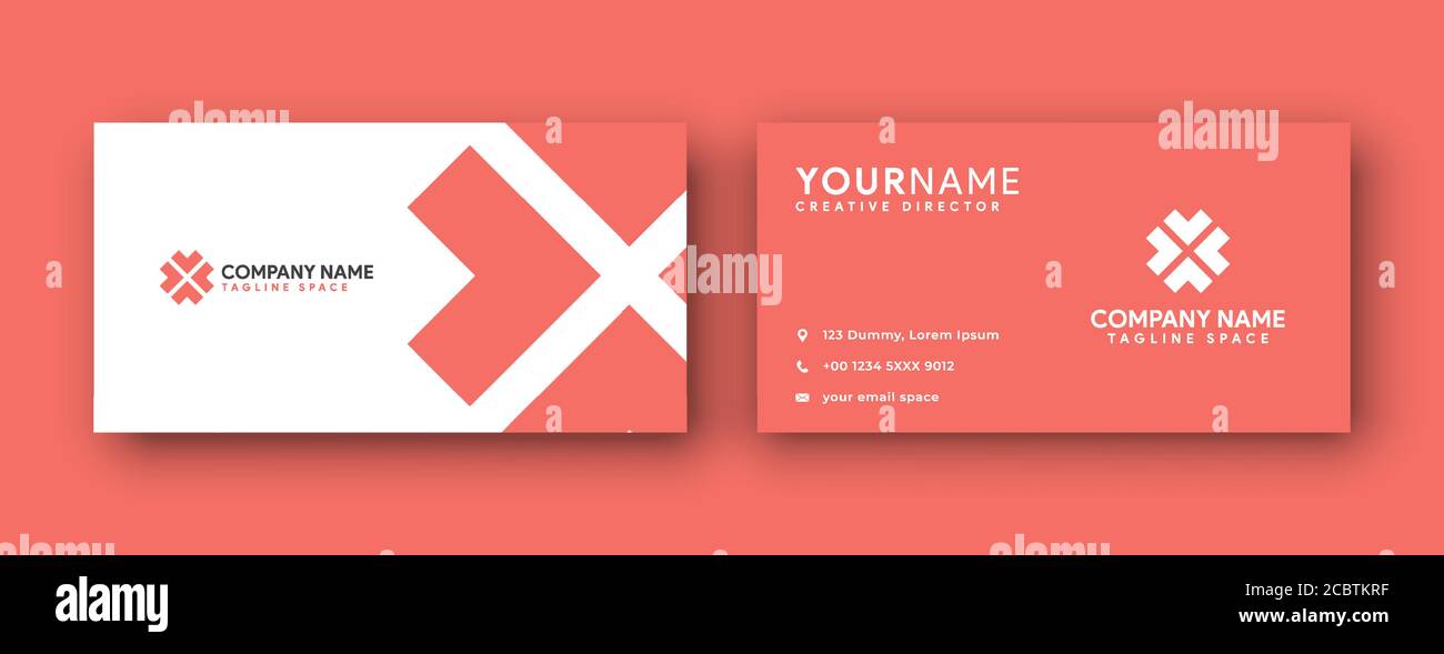 carte de visite . style propre et moderne avec couleur corail . ou orange . Illustration de Vecteur