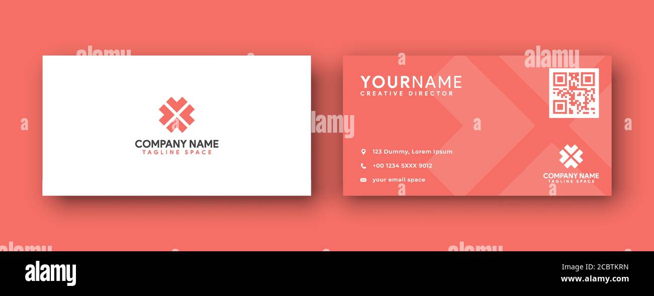 carte de visite . style propre et moderne avec couleur corail . ou orange . Illustration de Vecteur