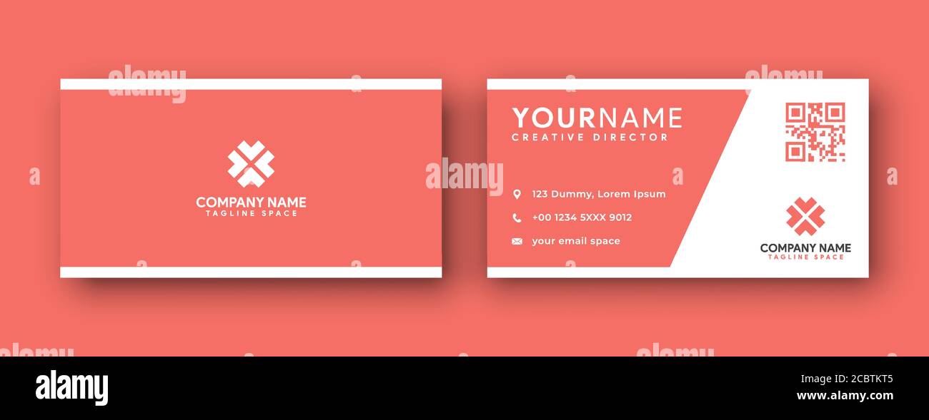 carte de visite . style propre et moderne avec couleur corail . ou orange . Illustration de Vecteur
