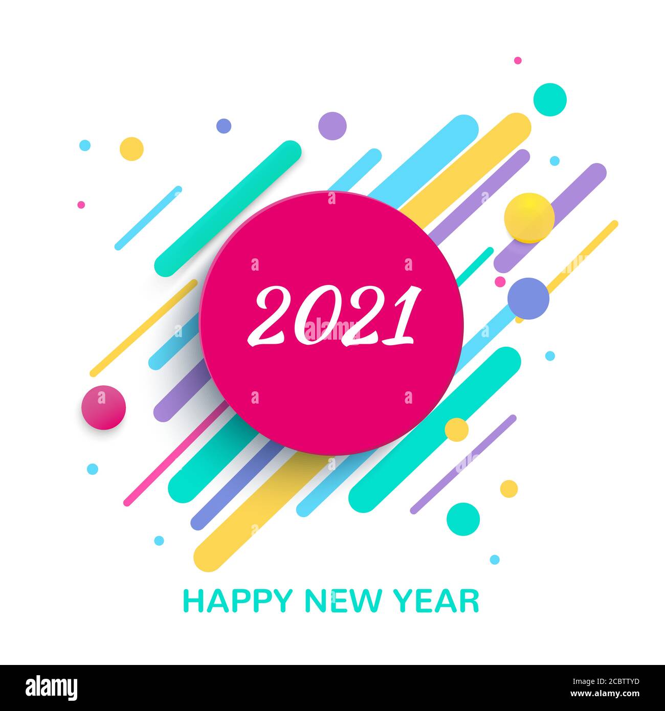 Bonne année 2021. Formes géométriques colorées sur fond blanc. Illustration vectorielle. Illustration de Vecteur