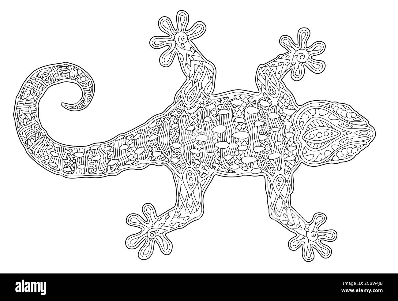 Belle page de livre de coloriage avec silhouette de gecko sur blanc arrière-plan Illustration de Vecteur