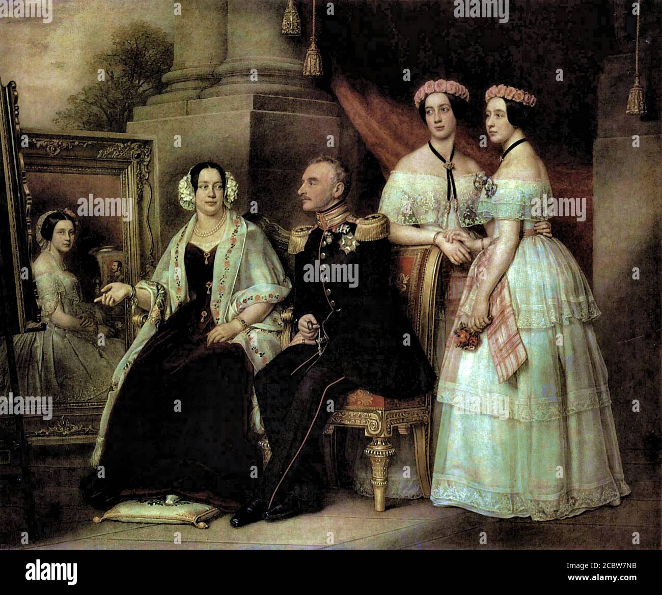 Stieler Joseph Karl - Portrait de famille des Herzogs Joseph Von Sachsen-Altenburg - Ecole allemande - 19ème et début 20ème Siècle Banque D'Images