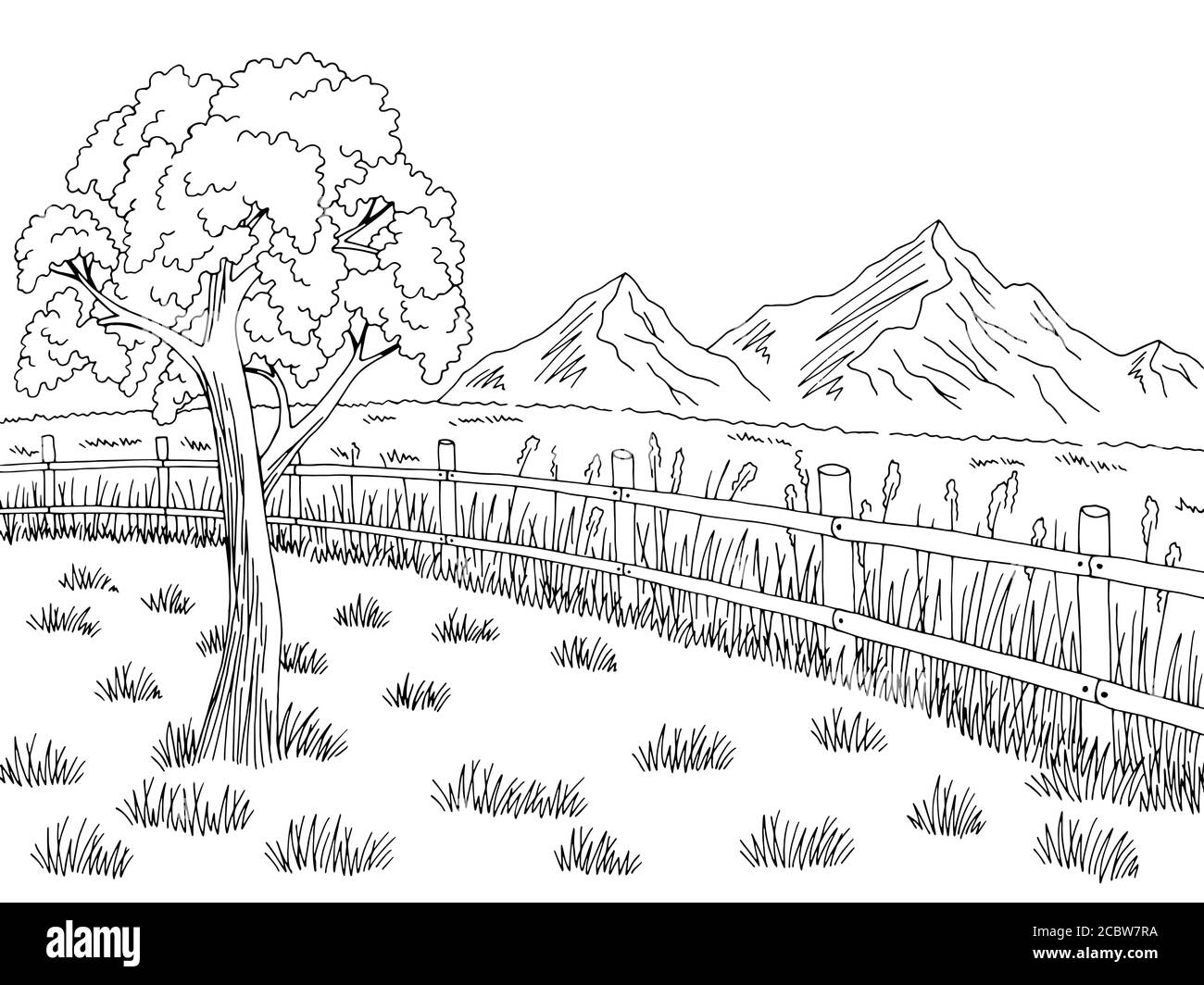 Graphique de champ noir blanc paysage illustration vecteur Illustration de Vecteur