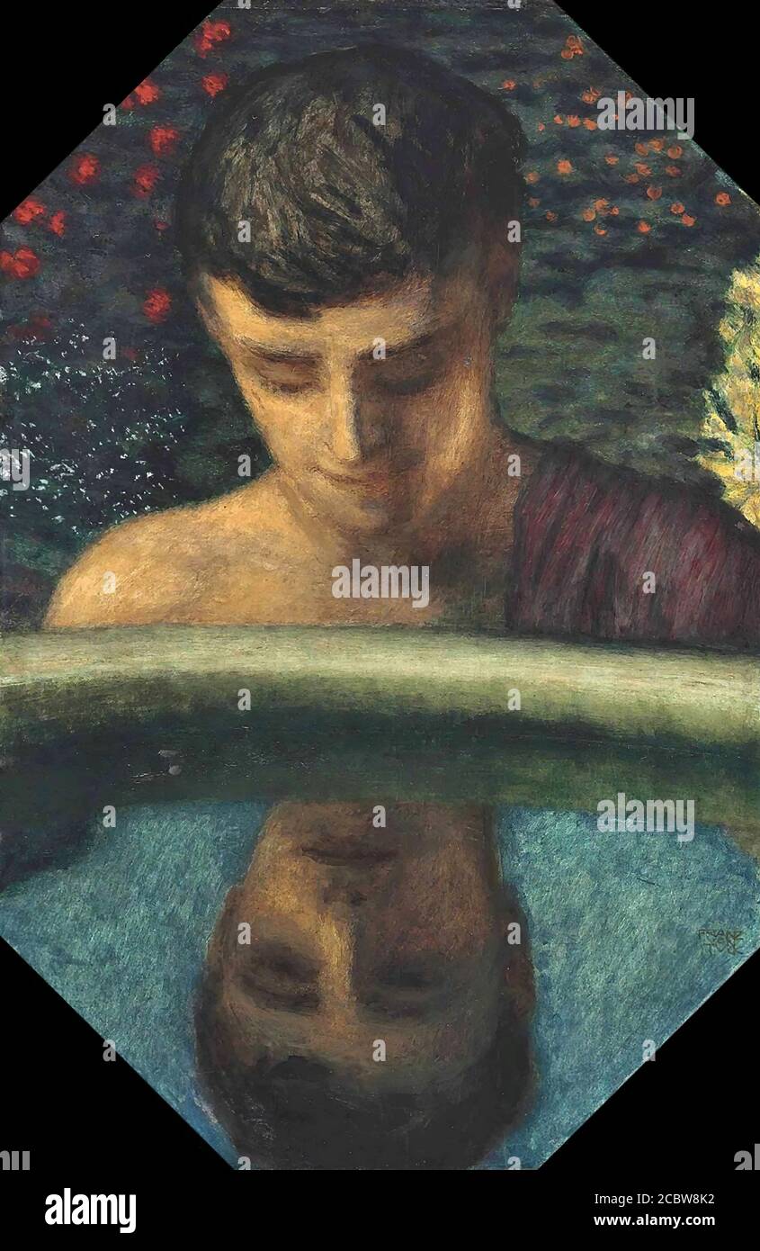 Coincé Franz Von - Narcisse - Ecole allemande - 19e Siècle Banque D'Images Coincé Franz Von - Narcisse - Ecole allemande - 19e Siècle Banque D'Images