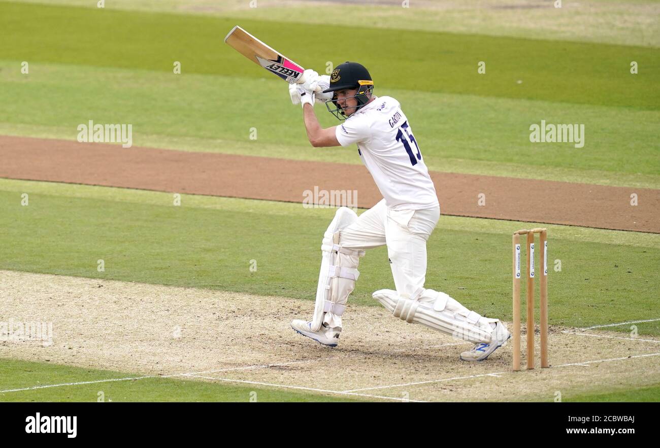 George Garton de Sussex chauves-souris pendant la deuxième journée du Bob Willis Trophy Match au 1er Central County Ground, Hove. Banque D'Images