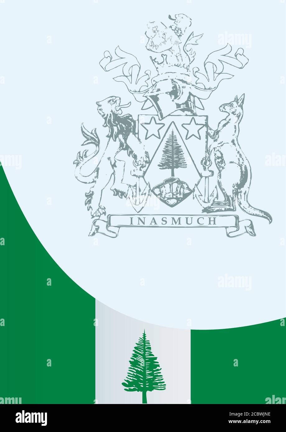 Drapeau de l'île Norfolk, modèle pour le prix, document officiel avec le drapeau de l'île Norfolk, Commonwealth d'Australie Illustration de Vecteur