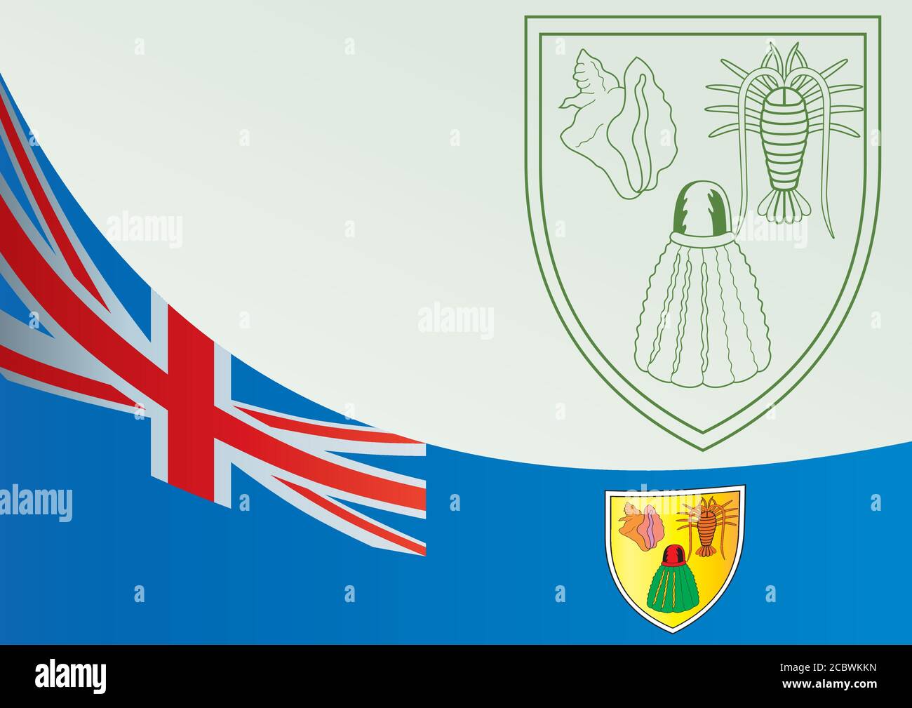 Drapeau des îles Turques et Caïques, document officiel britannique d'outre-mer avec le drapeau des îles Turques et Caïques Illustration de Vecteur