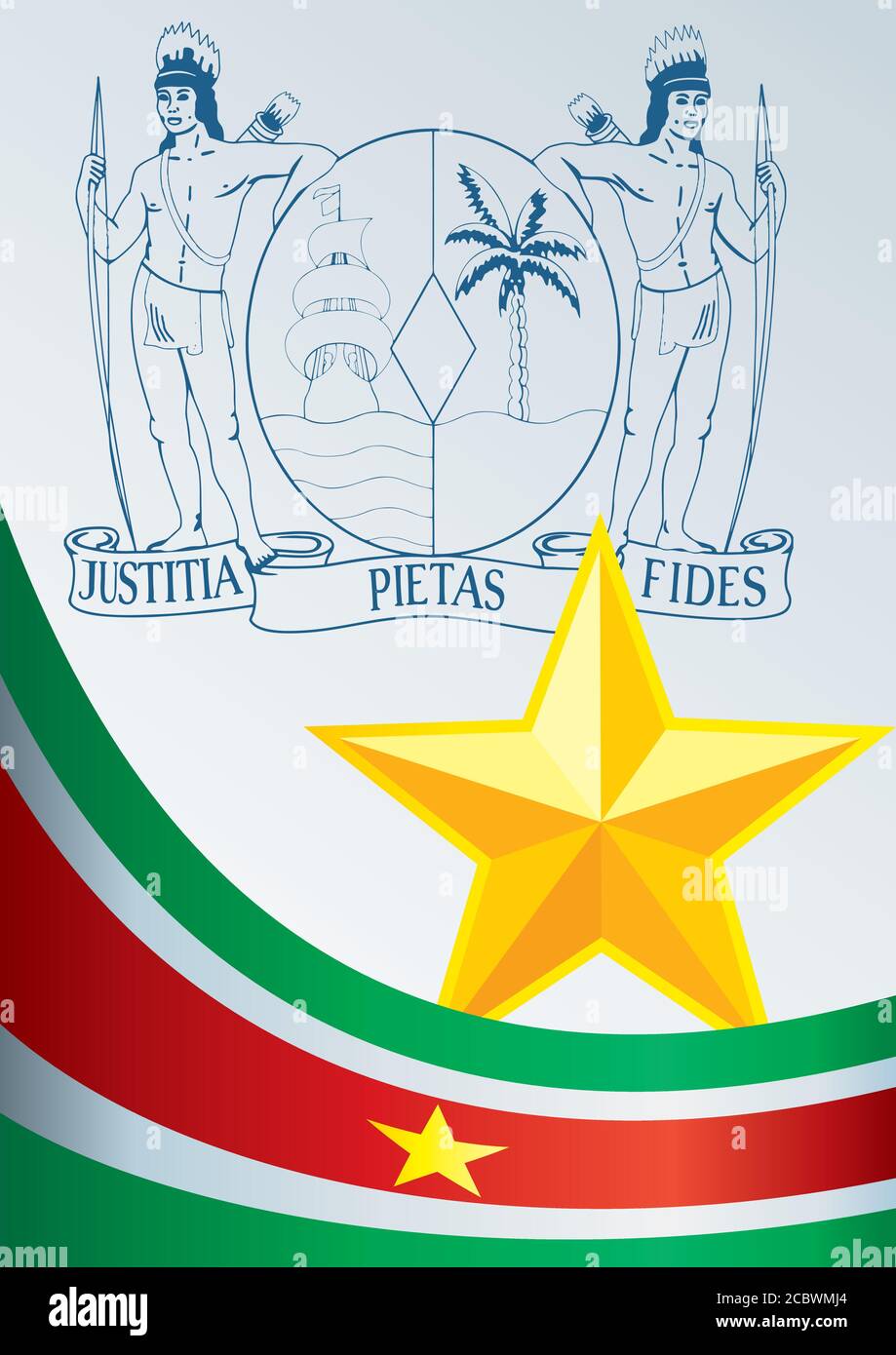 Drapeau du Suriname, modèle de la sentence, document officiel avec le