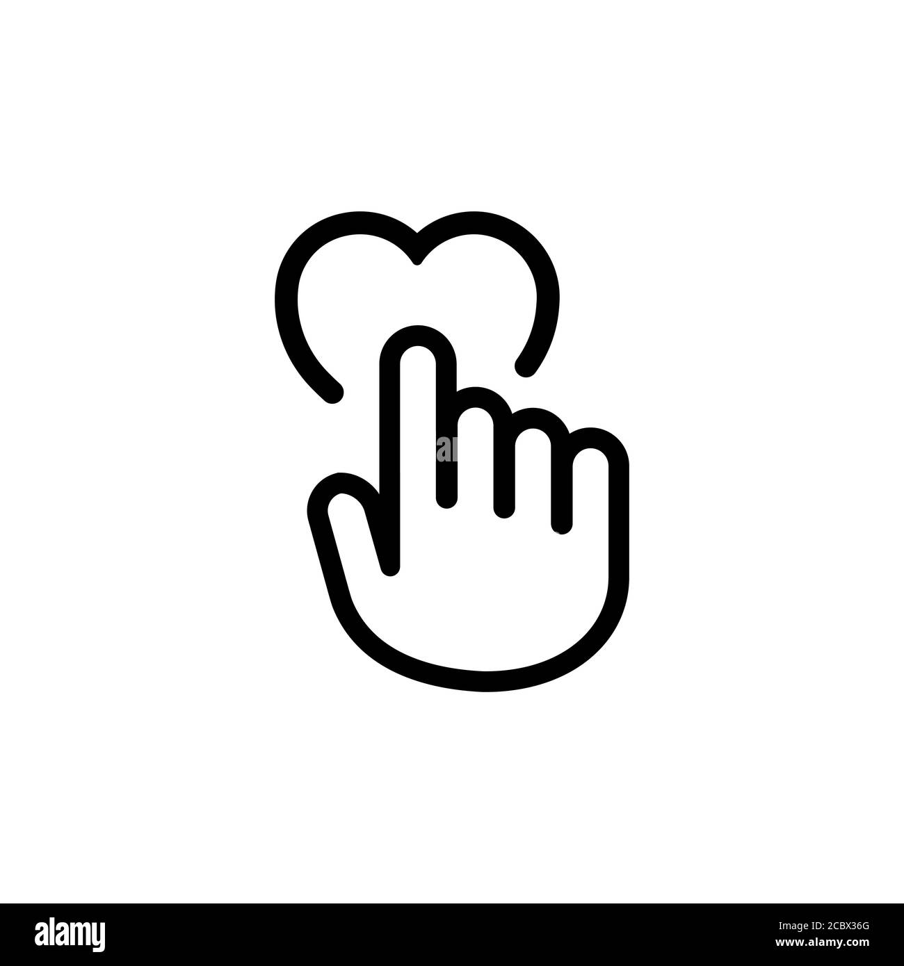 La main humaine appuie sur l'icône en forme de cœur. Symbole de l'amour, signe pour le mariage. Vecteur sur fond blanc isolé. SPE 10 Illustration de Vecteur