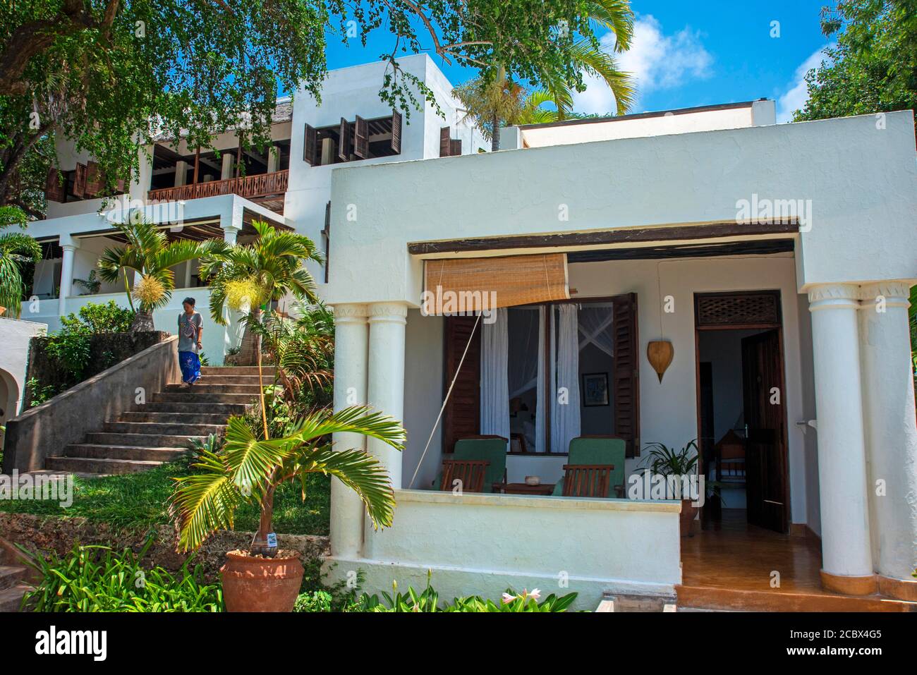 Belles maisons et hôtels dans la plage de Shela dans le sud De l'archipel de l'île de Lamu au Kenya Banque D'Images