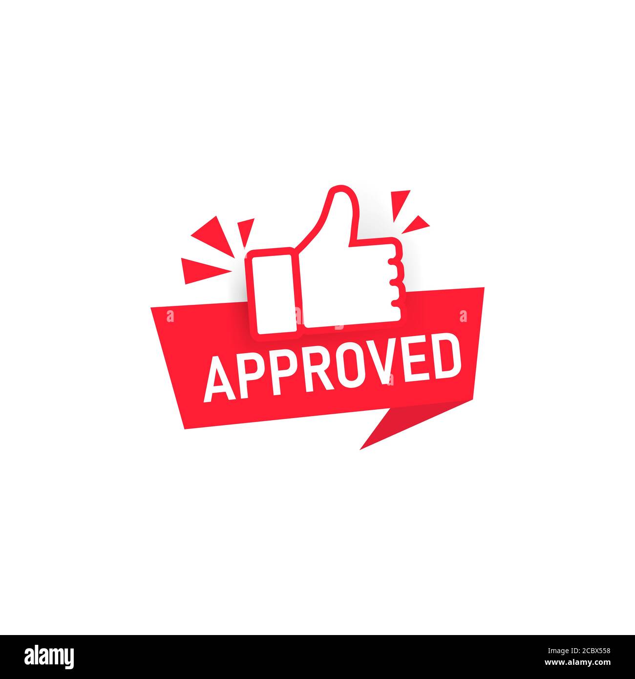Bannière approuvée. Étiquette avec icône de pouce vers le haut. Badge testé et validé. Autocollant. Concept de médias sociaux. Vecteur sur fond blanc isolé. SPE 10. Illustration de Vecteur