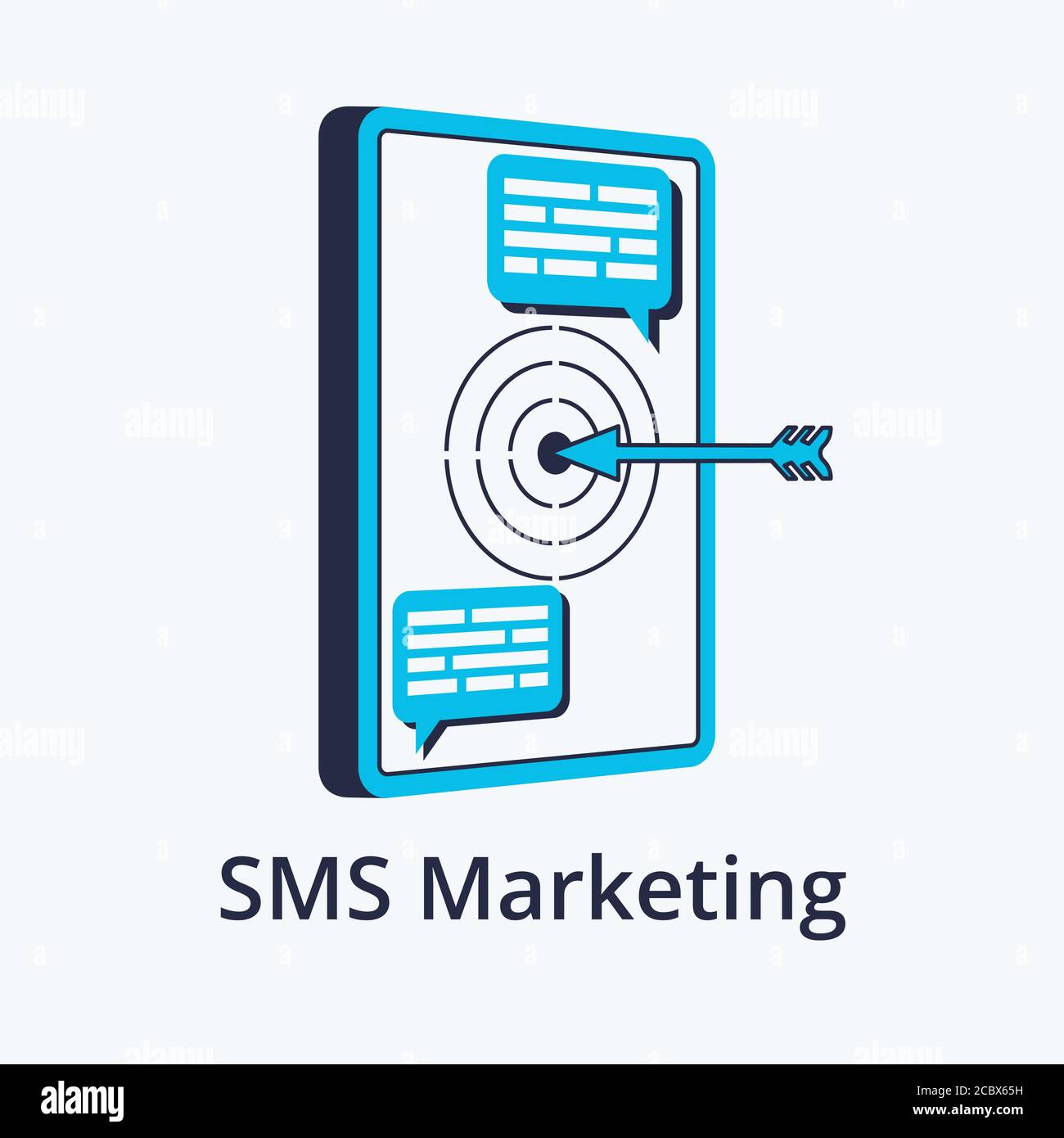Concept de marketing sms en ligne plate. Icône dans le style tendance. Illustration vectorielle moderne Illustration de Vecteur