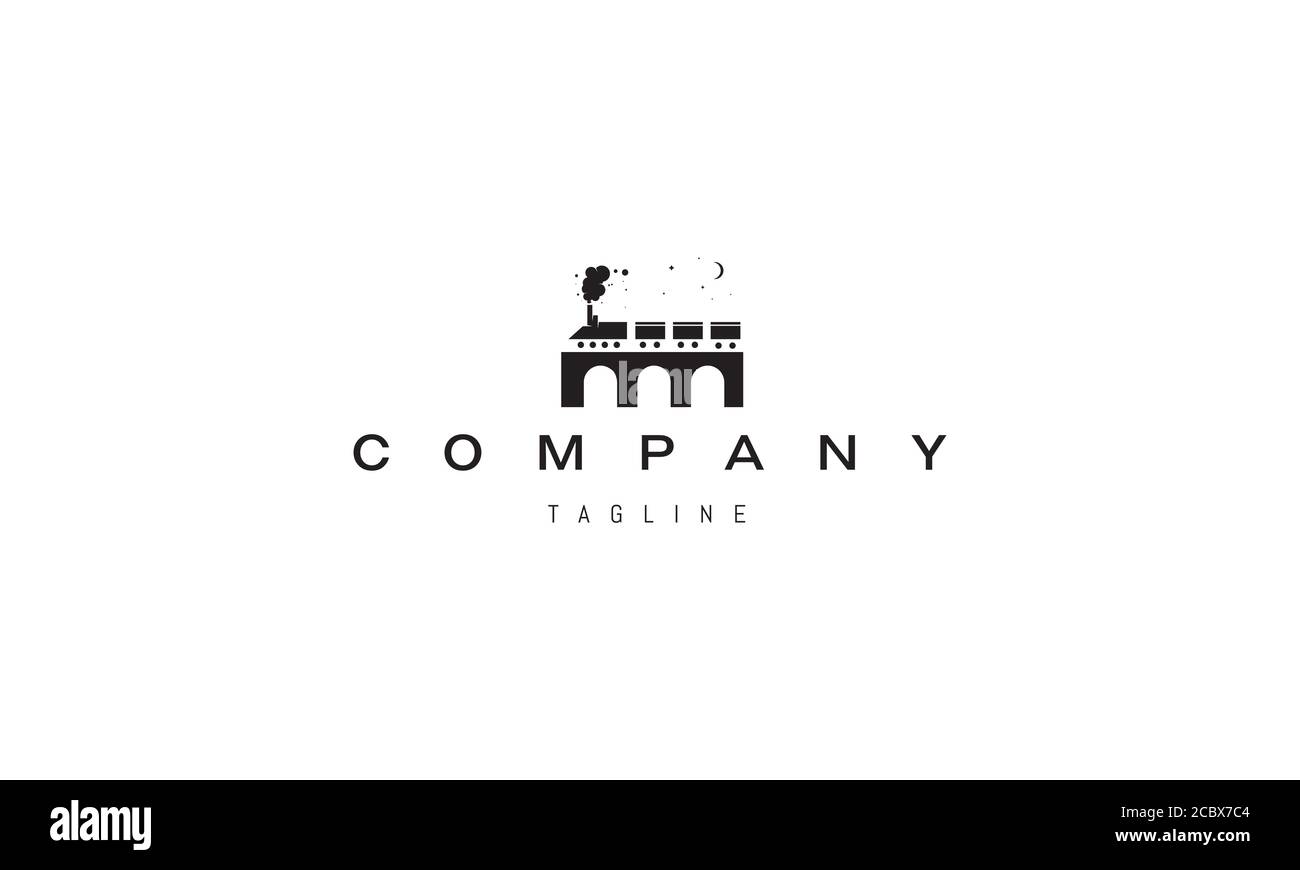 Logo vectoriel sur lequel une image abstraite d'un train qui se déplace sur un pont voûté. Illustration de Vecteur