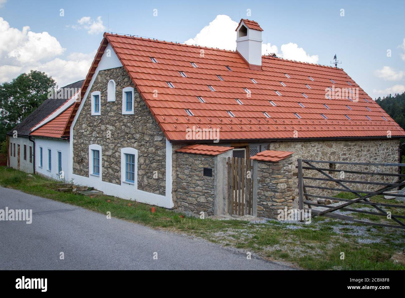 Maison en pierre à Hojna Voda, République tchèque Banque D'Images