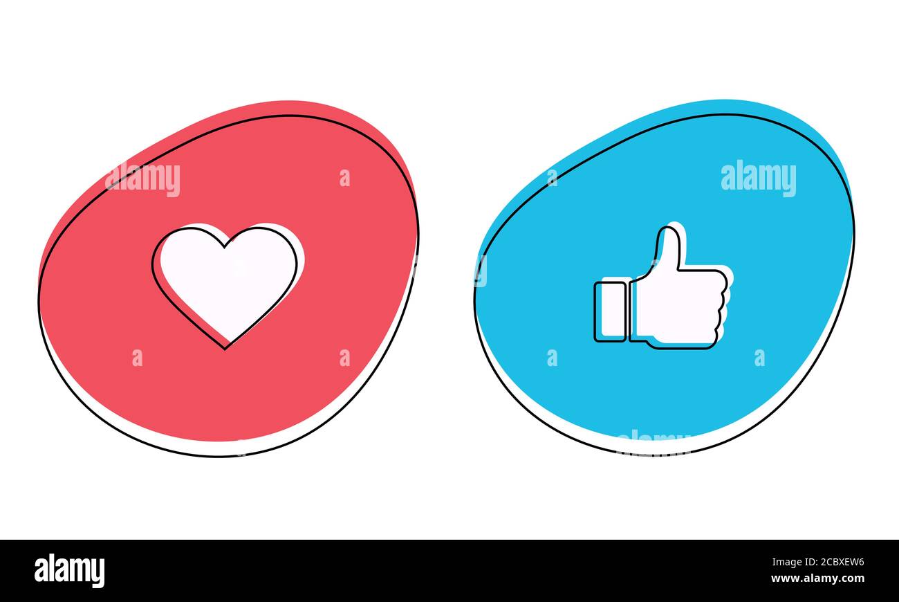 Emoji vous fait remonter le fil et vous ressemble à des réactions. Icône main and Heard pour les réseaux sociaux dans un style plat. Émoticone bonne réaction dans le message et le chat. Vecteur comme rond Illustration de Vecteur