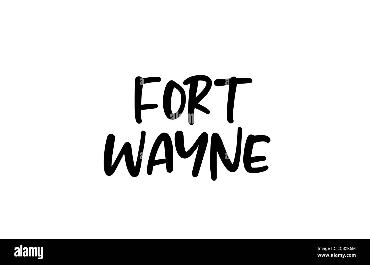 Fort Wayne City typographie manuscrite texte mot lettrage à la main. Texte calligraphique moderne. Couleur noire Illustration de Vecteur