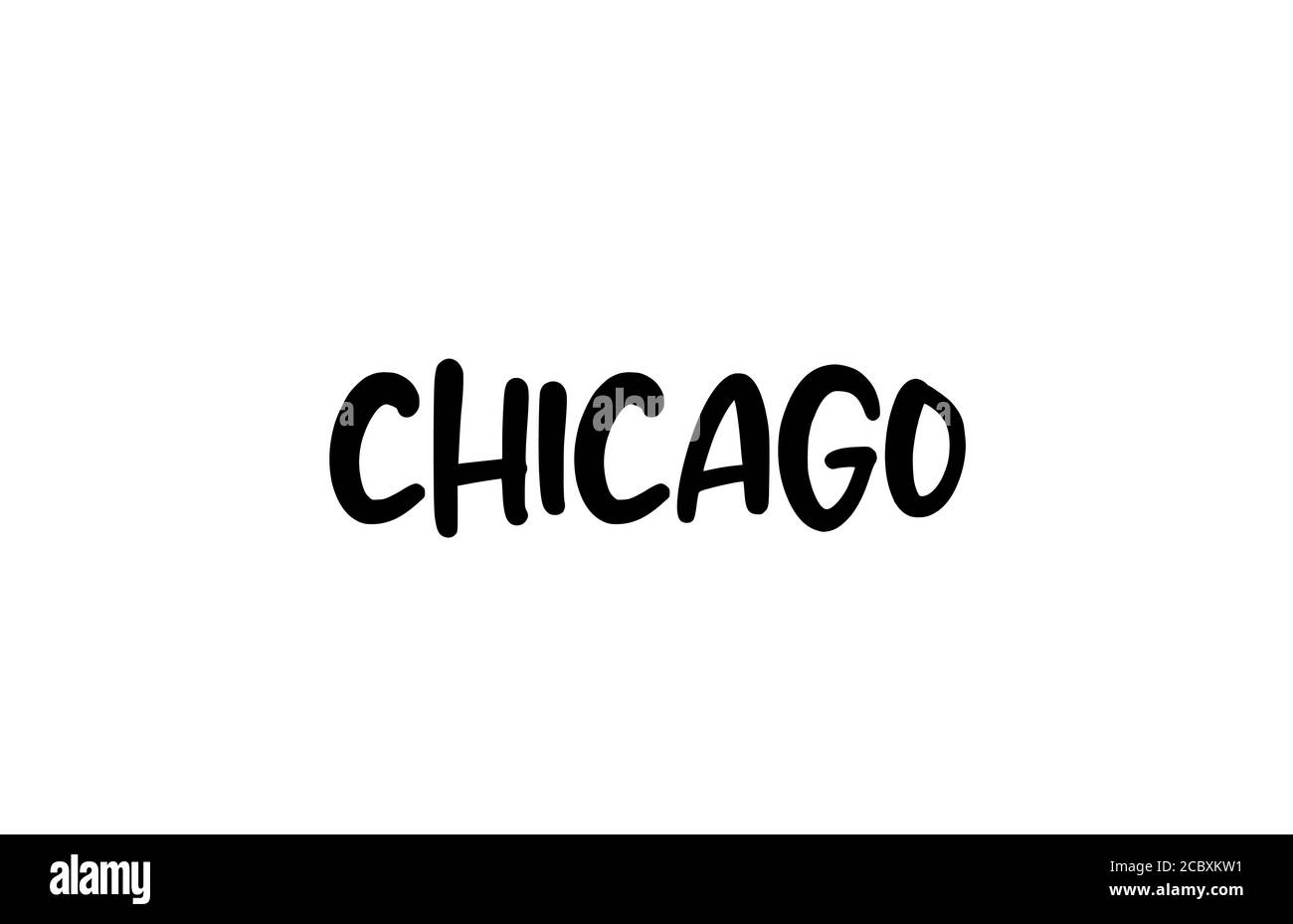 Chicago City typographie manuscrite texte mot lettrage à la main. Texte calligraphique moderne. Couleur noire Illustration de Vecteur