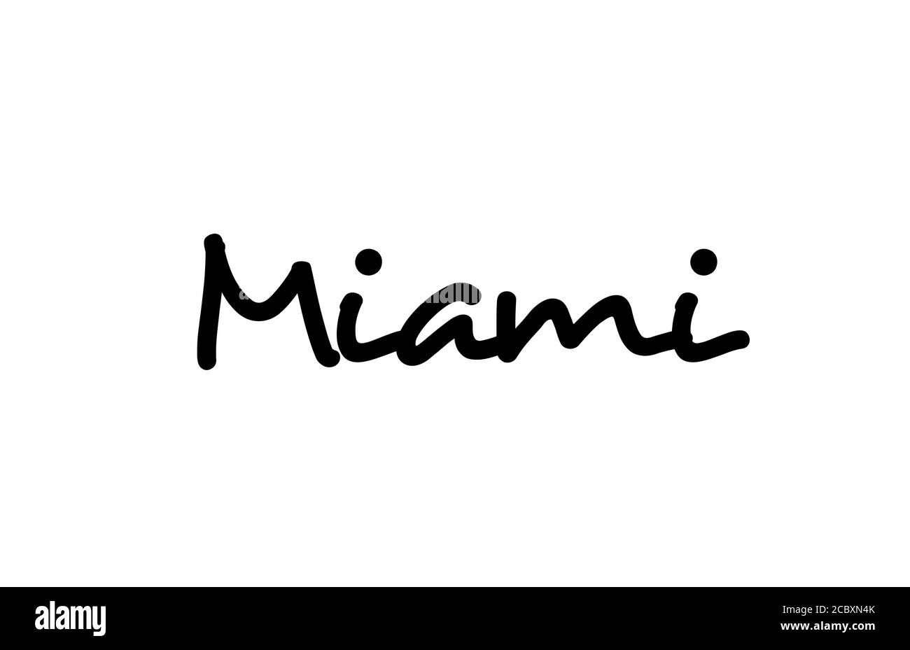 Texte manuscrit de Miami City lettrage à la main. Texte de calligraphie. Typographie en noir Illustration de Vecteur