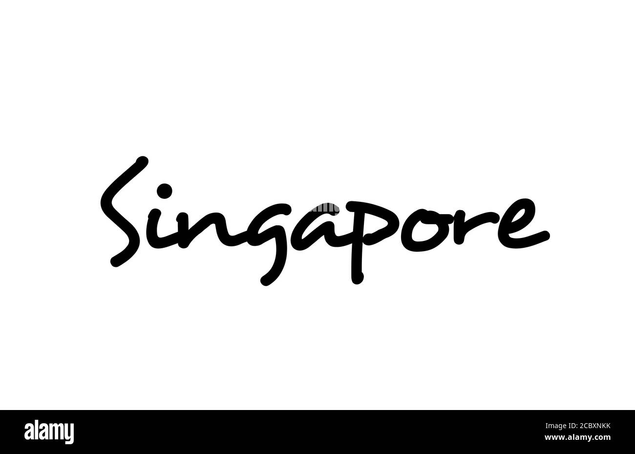 Texte manuscrit de la ville de Singapour lettrage à la main. Texte de calligraphie. Typographie en noir Illustration de Vecteur