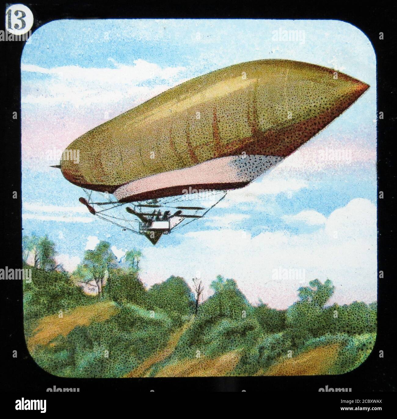 Une diapositive magique de lanterne intitulée "la liberté", représentant l'avion français du même nom. De la série “The Conquest of the Air” publiée par W. Butcher & Sons, Londres vers 1910. Banque D'Images