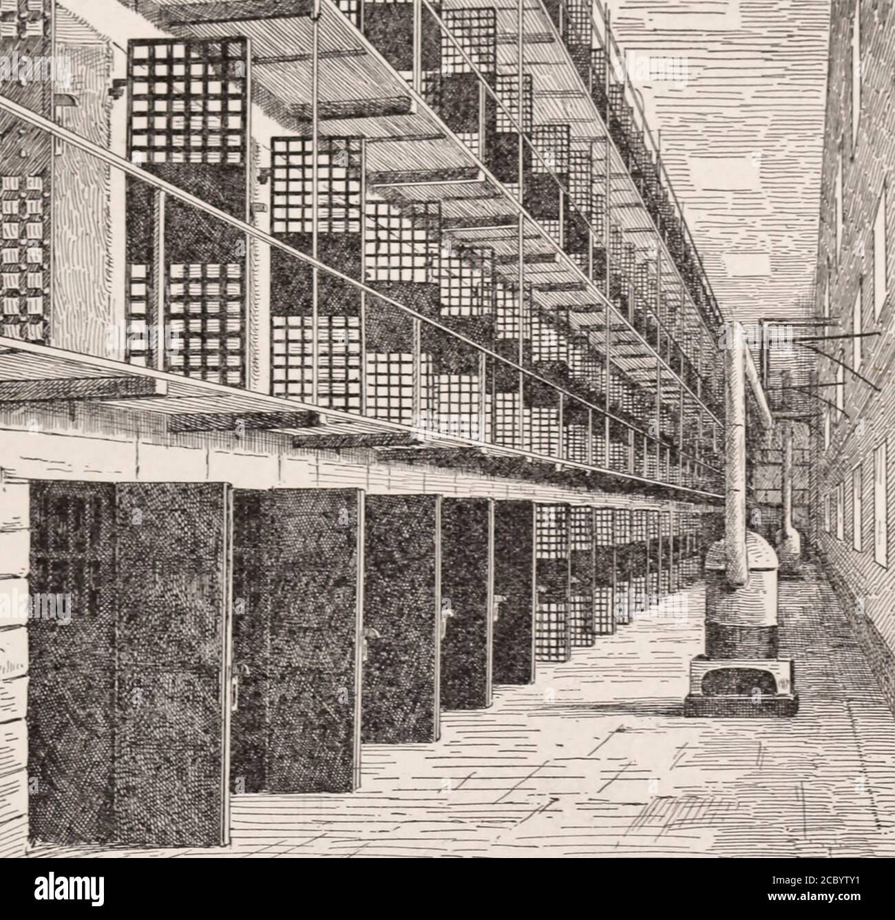 Cellules de prisonnier dans le pénitencier, Blackwell's Island, New York, vers 1892 Banque D'Images