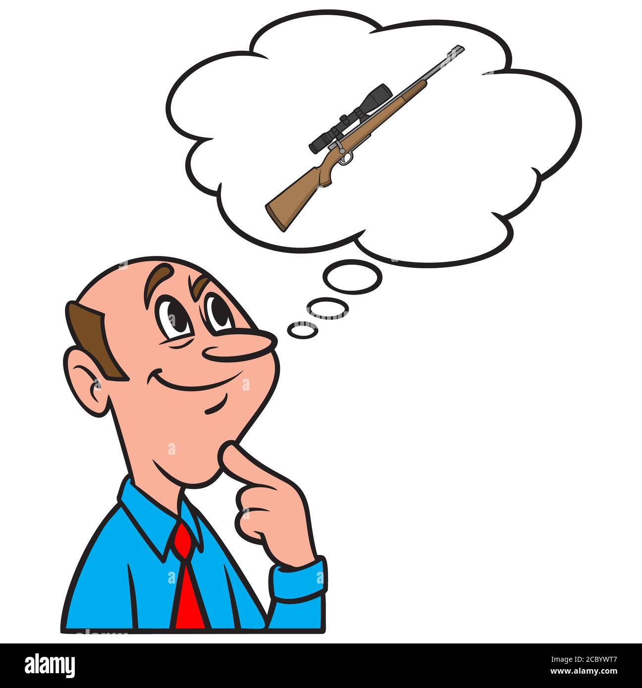 Penser à un fusil de chasse - une illustration d'une personne penser à UN fusil de chasse. Illustration de Vecteur