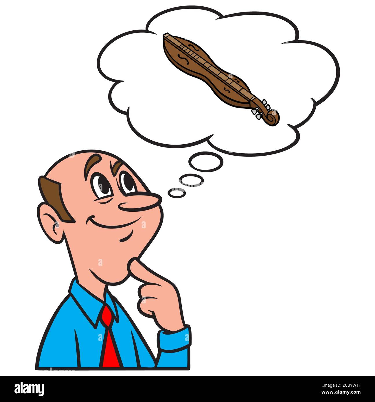 Penser à UN Dulcimer - une illustration d'une personne penser à un Dulcimer. Illustration de Vecteur