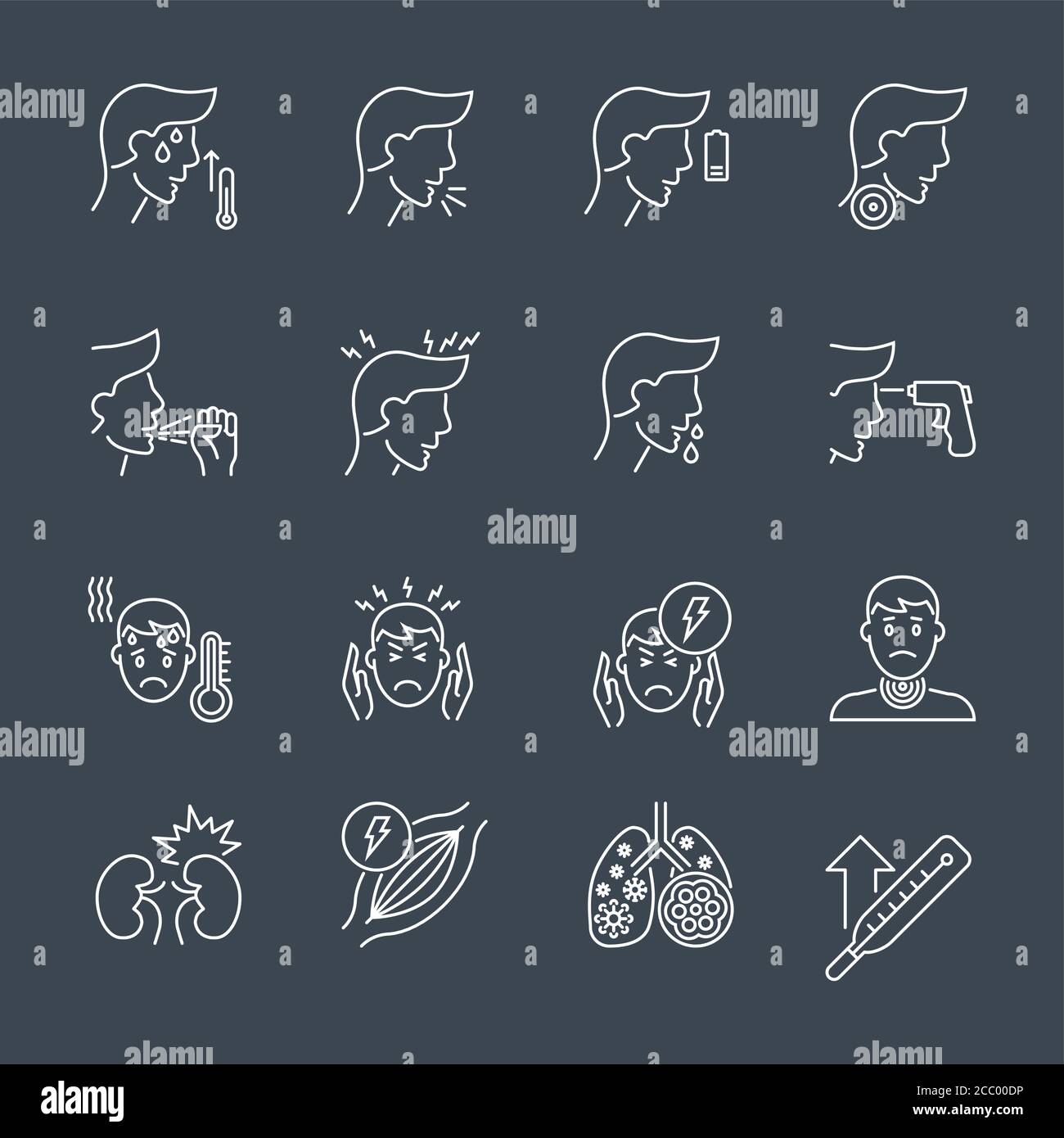 Symptômes de Covidca Illustration de Vecteur