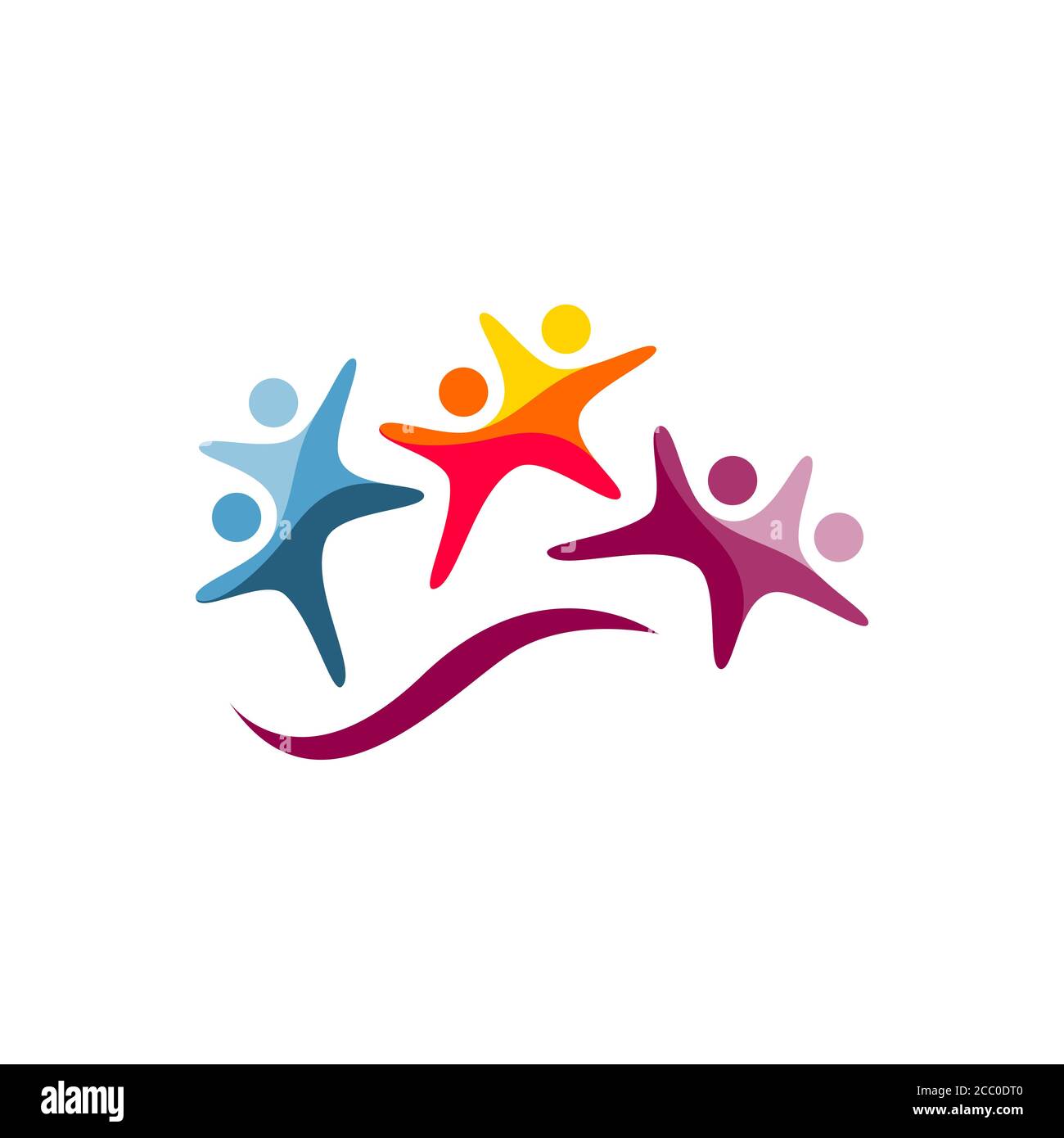 Creative trois 3 personnes logo design vecteur groupe de personnes signe Illustration de Vecteur